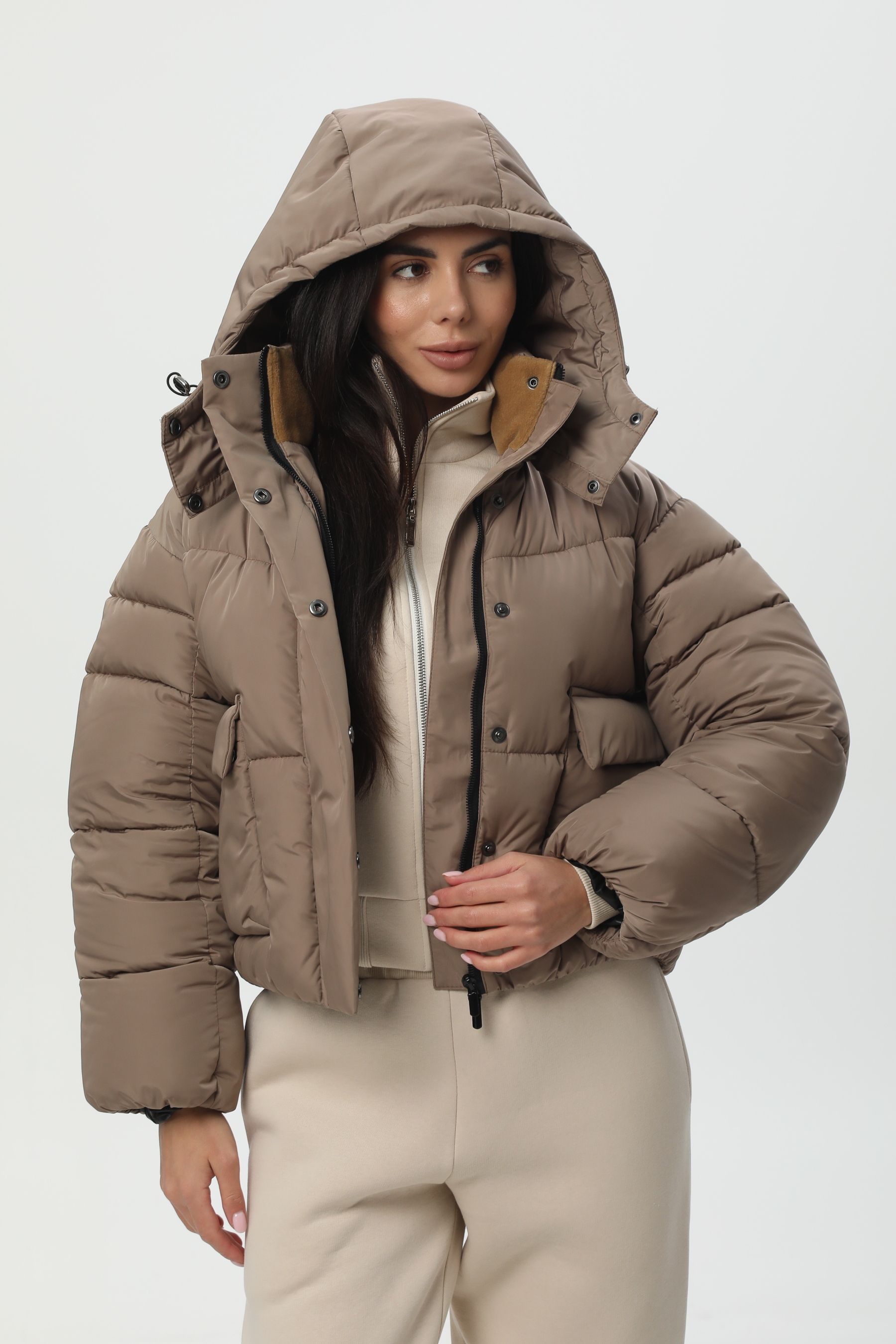 Коротка куртка-пуховик CozyShield мокко 1 559BSTNMCH фото