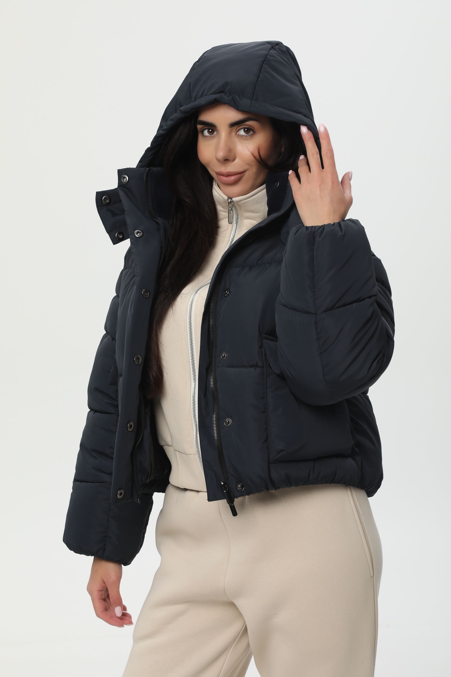 Коротка темно-синя куртка-пуховик CozyShield 1 559BSTNNAVY фото