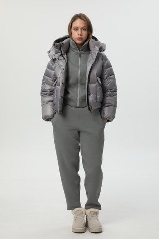 Коротка сіра куртка-пуховик CozyShield 1 559OILGRAY фото